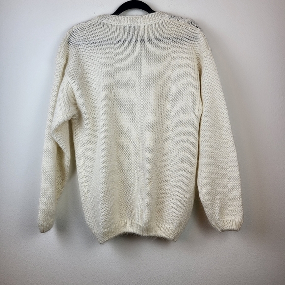 Crystal Sportswear Mohair blend Cardigan Sweater Large Cream Fall Preppy Winter - Picture 6 of 7
